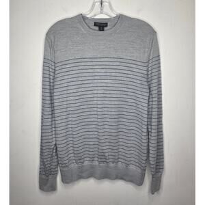 Banana Republic grey blue striped merino wool long sleeve sweater - medium
